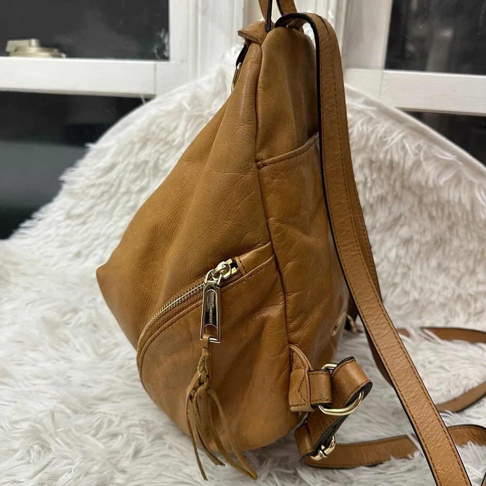 Rebecca Minkoff Julian  Backpack in Tan Distressed Leather Zip Top